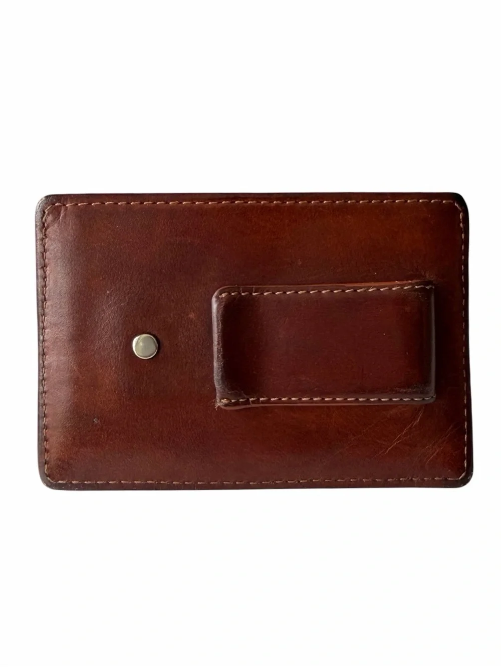 Vintage Coach British Tan Leather Money Clip Card Case Wallet